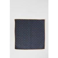 Mens Navy Printed Pocket Square - One Size