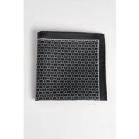 Mens Black Printed Geo Pocket Square - One Size