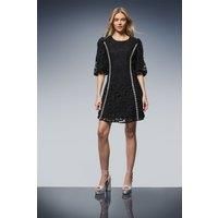 Oasis Women's Volume Puff Sleeve Mini Dress in Black | Size: 8