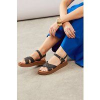 Womens Good For The Sole: Annabelle Textile Cross Strap Low Wedge Sandals