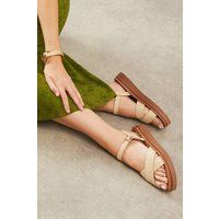 Womens Good For The Sole: Annabelle Textile Cross Strap Low Wedge Sandals