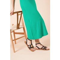 Womens Figaro Faux Leather T-Bar Flat Sandals