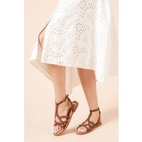 Womens Figaro Faux Leather T-Bar Flat Sandals