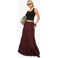Womens Poplin Tiered Maxi Skirt