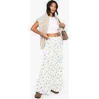 Womens Petite Floral Poplin Tiered Maxi Skirt