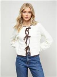 OASIS Contrast Tie Detail Cardigan XS