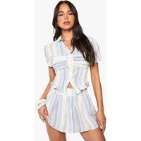 Womens Stripe Pleated Mini Skirt