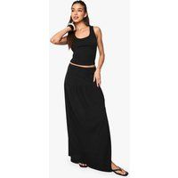 Womens Textured Split Front Tiered Maxi Skirt