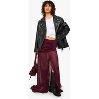 Womens Chiffon Ruffle Split Leg Maxi Skirt