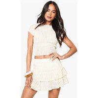Womens Textured Ruffle Mini Skirt