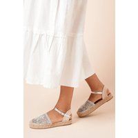Womens Laura Embroidered Closed Toe Flat Espadrille Shoes