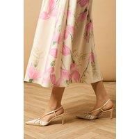 Monica Satin Diamante Slingback High Stiletto Heel Court Shoes