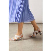 Womens Good For The Sole: Fleur Faux Metallic Leather Cross Strap Medium Block Heel Sandals