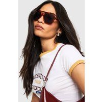 Womens Tortoise Coloured Lens Aviator Sunglasses