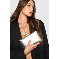 Womens Metallic Structured Clutch Bag