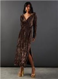 WAREHOUSE Burnout Velvet Batwing Midi Dress 6