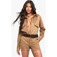 Womens Suede Look Mini Shorts