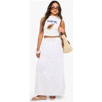 Womens Tiered Cotton Maxi Skirt