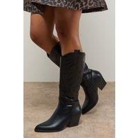 Oasis Black Western Boots Womens Daywear Boots
