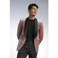 Burton Men's Pink Wide Lapel Velvet Tailored Fit Tuxedo Jacket | Size: 46R