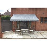 Greenhurst Patio Awning: 3 Metre Wide: Fully Adjustable: Easy To Instal: Grey Stripe