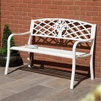 Coalbrookdale Metal Garden Bench - Colour Options Floral inset Design