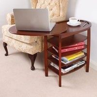 Greenhurst Swivel Top Side Table in a Oak Finish with a Storage Compartment