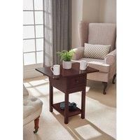 Greenhurst Kilburn Drop Leaf Table with Drawer and Shelf, Folding/Extending Mahogany Finish, One Size