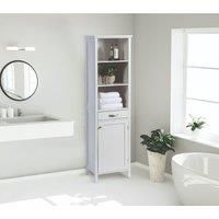 Greenhurst Tall Storage Bathroom Cabinet with adjustable shelving and drawer H170 x W47.5 x D38cm (White)