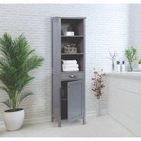 Greenhurst Tall Storage Bathroom Cabinet with adjustable shelving and drawer H170 x W47.5 x D38cm (Grey)