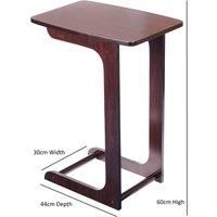 Greenhurst C Shaped Sofa Side Table, Compact Size Veneer Finish W30 x D44 x H60cm (Mahogany)