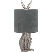 Hill 1975 Silver Hare Table Lamp with Grey Velvet Shade, RESIN, Multi-Colour, One Size