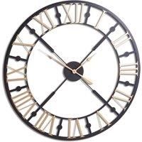 Hill 1975 Black and Gold Skeleton Clock, METAL, Mixed, 4.5 x 95 x 95cm