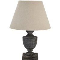 Table Lamp brown grey washed finish Tall Lamp  Linen Shade French Rustic Chic