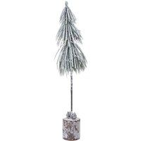 Sostter Snow Covered Mini Christmas Tree with Wood Base in Natural