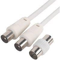 WHITE TV COUPLER FEMALE TO FEMALE, RF CONNECTOR TV CONNECTOR LEAD