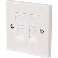 Labgear 1-Gang Double RJ45 Ethernet Socket White with White Inserts (197KM)