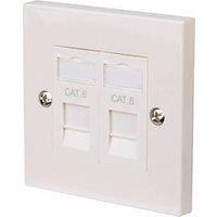 Labgear 1-Gang Double RJ45 Ethernet Socket White with White Inserts (494KM)