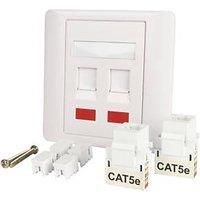 Labgear 1-Gang Double RJ45 Ethernet Socket White with White Inserts (144KM)