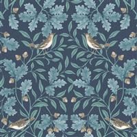 RHS Woodland Songsbirds Navy Wallpaper