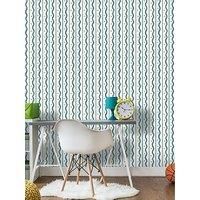 Arthouse Squiggle Stripe Wallpaper - Green And Blue