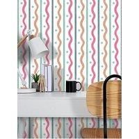 Arthouse Squiggle Stripe Wallpaper - Rust