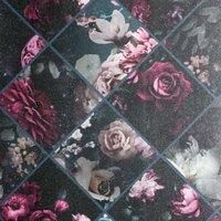 Arthouse Floral Collage Plum & Teal Glitter Wallpaper 297100
