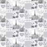 Arthouse Life is Beautiful Mono Wallpaper 692100 - Glitter Paris City Love Heart
