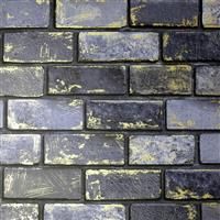 Arthouse Metallic Navy Blue Gold Wallpaper Brick Wall Realistic 3d Rustic Effect