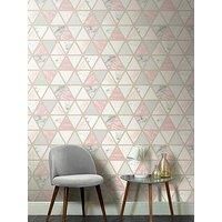 Arthouse Pink Grey Marble Metallic Rose Gold Geometric Triangle Wallpaper 692205