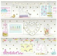 GIRLS LIFE BOOKSHELF WALLPAPER - ARTHOUSE 696004 RAINBOW UNICORN