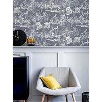 Arthouse Meadow Hare Navy Wallpaper