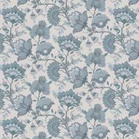 Arthouse Krisha Paisley Wallpaper, Teal Blue & Grey, Dusky Soft Neutral Grey & Powder Blue Within The Mix Motif & Floral Shapes, 921604