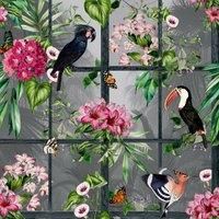 Arthouse Cuban Tropicana Wallpaper Exotic Birds Lily Flowers Window Multi 924408